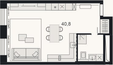 Планировка: Студия, 40,8 м²
