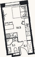 Планировка: Студия, 21,7 м²