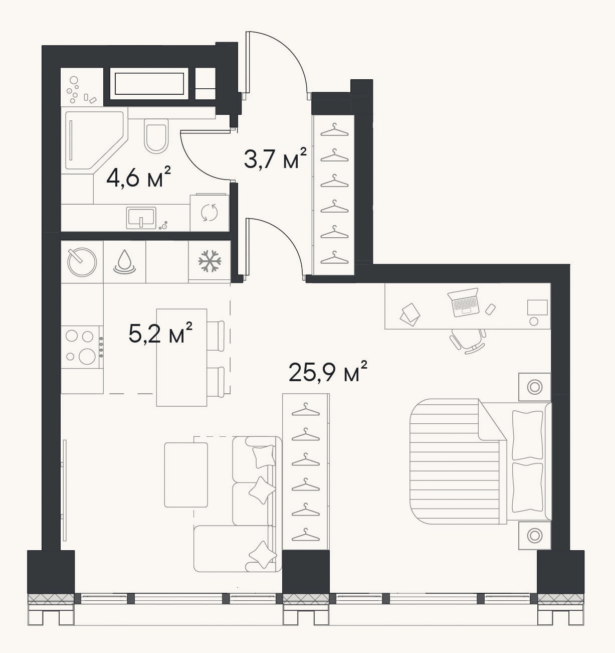 Планировка: Студия, 39,4 м²