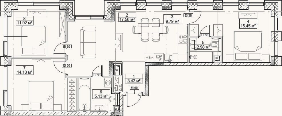 Планировка: 4+ к, 80,4 м²