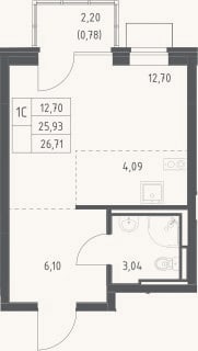 Планировка: Студия, 25,9 м²