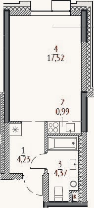 Планировка: Студия, 27,1 м²