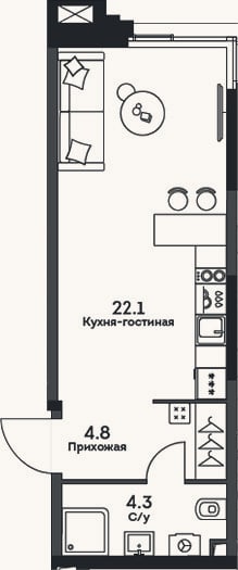 Планировка: Студия, 31,2 м²
