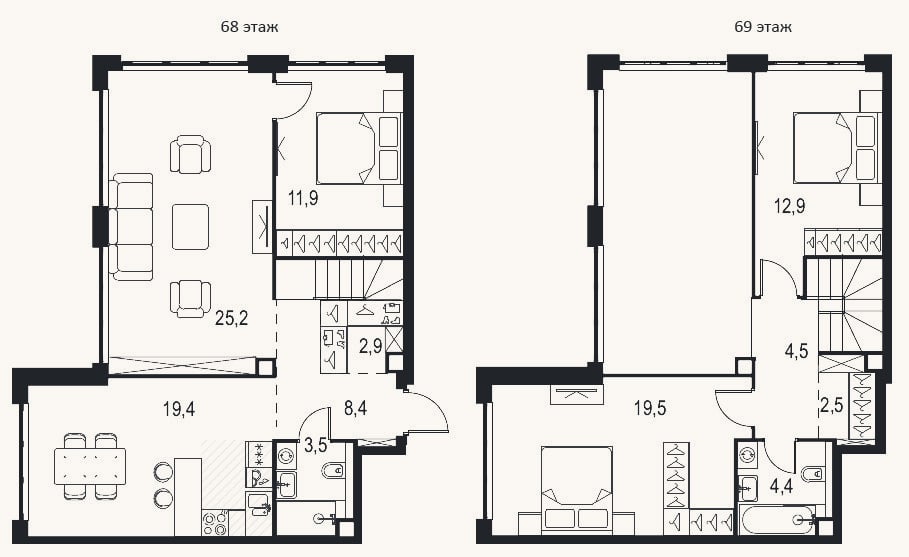 Планировка: 4+ к, 117,4 м²