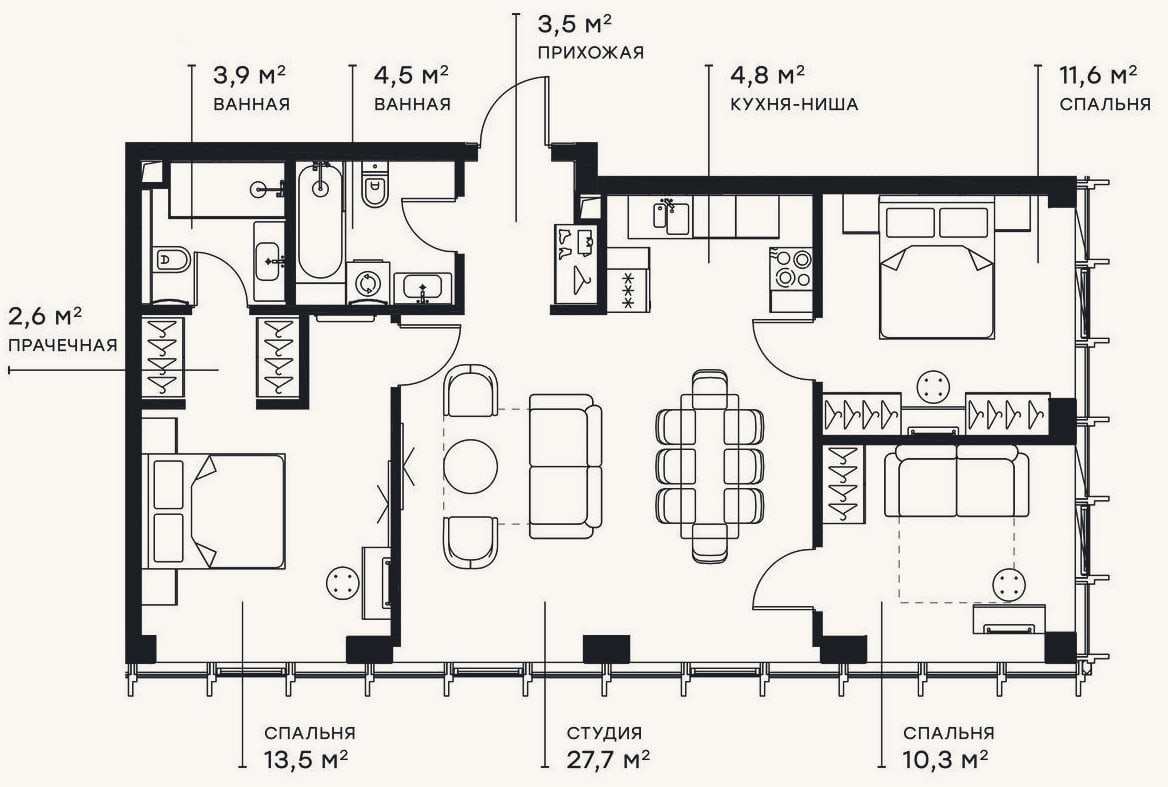 Планировка: 4+ к, 82,4 м²