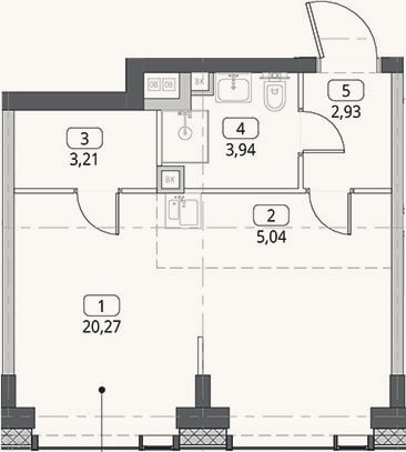Планировка: Студия, 35,4 м²