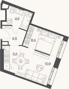 Планировка: Студия, 32,5 м²