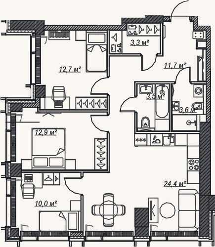 Планировка: 4+ к, 82,1 м²