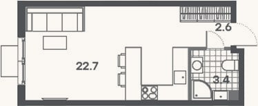 Планировка: Студия, 28,7 м²