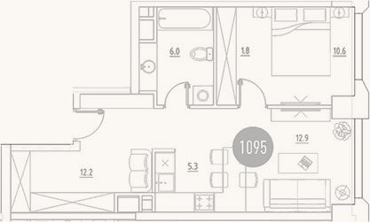Планировка: 2-к, 48,8 м²