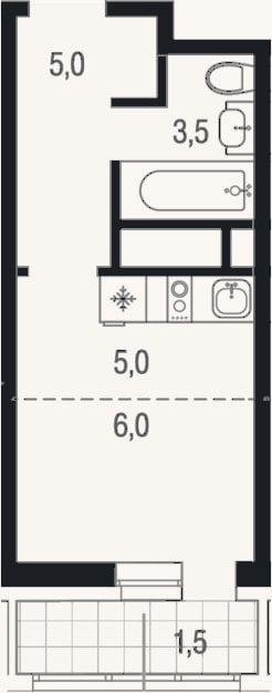 Планировка: Студия, 19,5 м²
