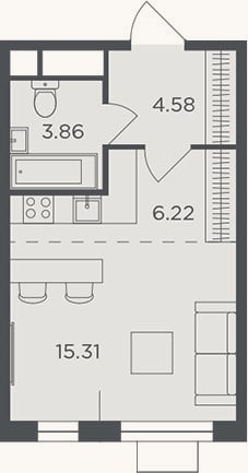Планировка: Студия, 30 м²