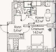 Планировка: 1-к, 31,6 м²