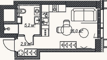 Планировка: Студия, 24,1 м²