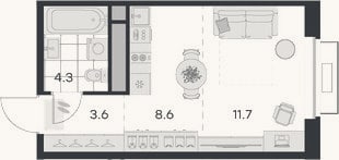 Планировка: Студия, 28,2 м²