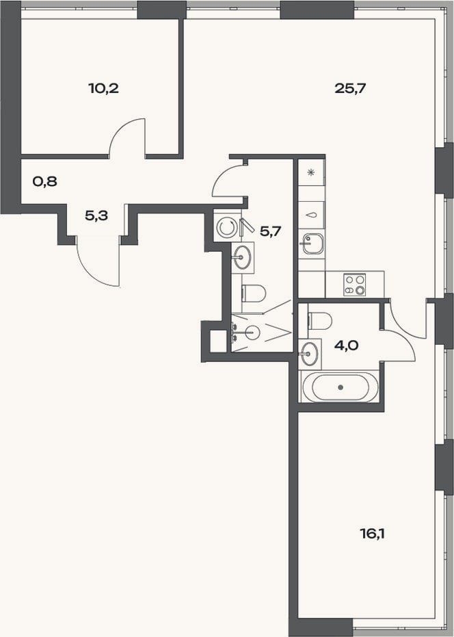 Планировка: 3-к, 69,2 м²