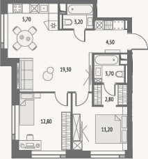 Планировка: 3-к, 63,2 м²