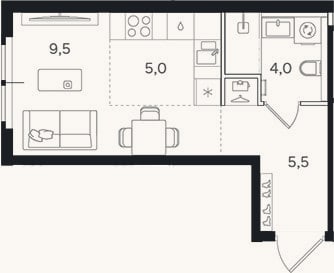 Планировка: Студия, 24 м²