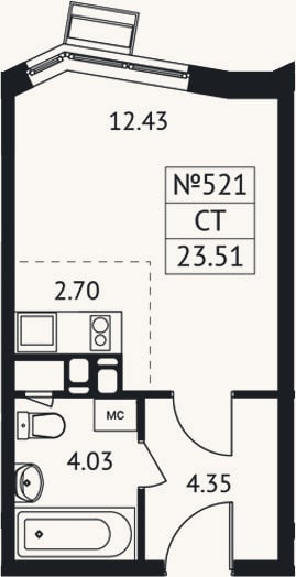 Планировка: Студия, 23,5 м²