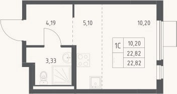 Планировка: Студия, 22,8 м²