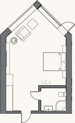 Планировка: Студия, 40 м²