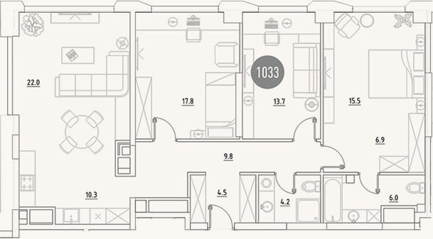 Планировка: 4+ к, 110,7 м²
