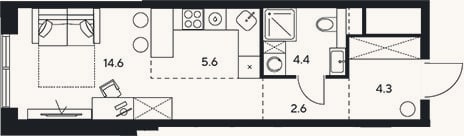 Планировка: Студия, 31,5 м²