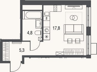 Планировка: Студия, 27,9 м²