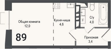 Планировка: Студия, 24 м²