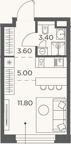 Планировка: Студия, 23,8 м²