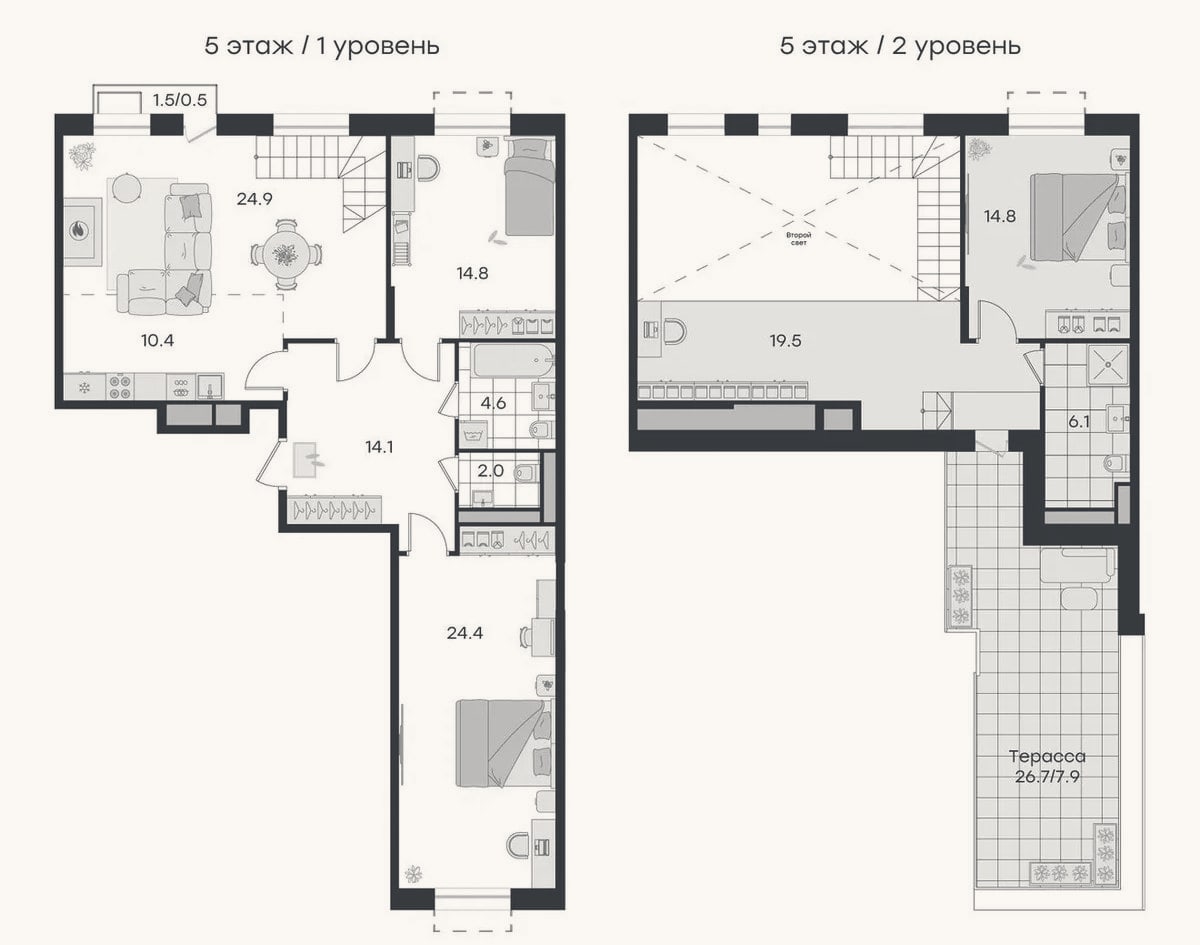 Планировка: 4+ к, 134,6 м²
