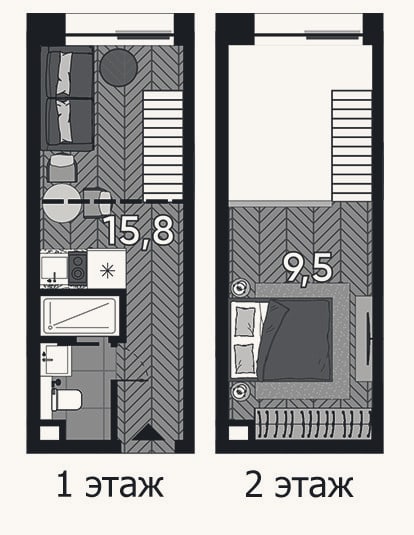 Планировка: 1-к, 22,1 м²