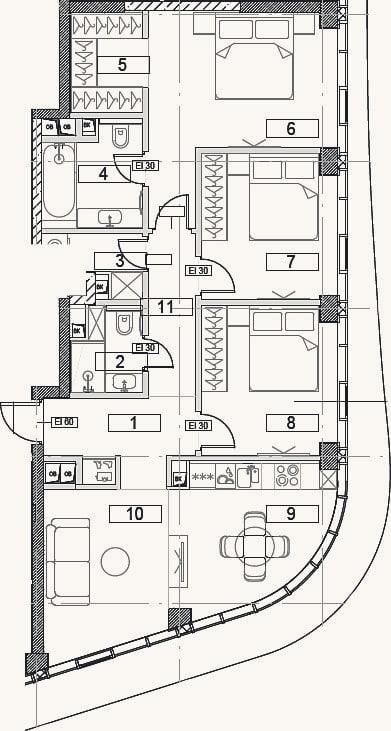 Планировка: 4+ к, 84,1 м²