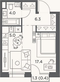 Планировка: Своб. план., 32,7 м²