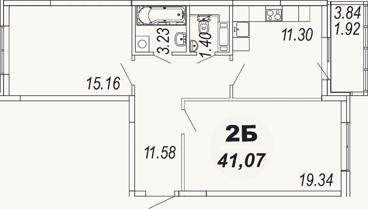 Планировка: 2-к, 62 м²