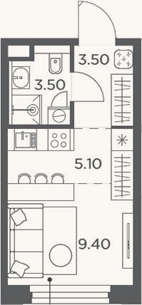 Планировка: Студия, 21,5 м²