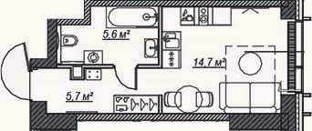Планировка: Студия, 26 м²