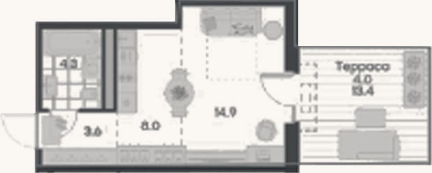 Планировка: Студия, 30,8 м²
