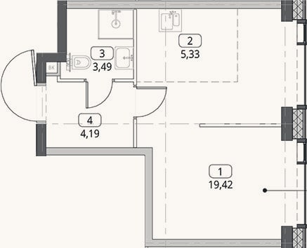 Планировка: Студия, 32,4 м²