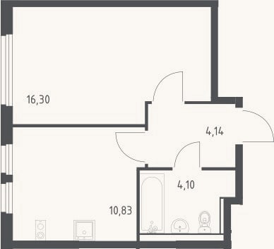 Планировка: 1-к, 35,4 м²