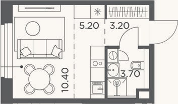 Планировка: Студия, 22,5 м²