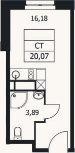 Планировка: Студия, 20,1 м²