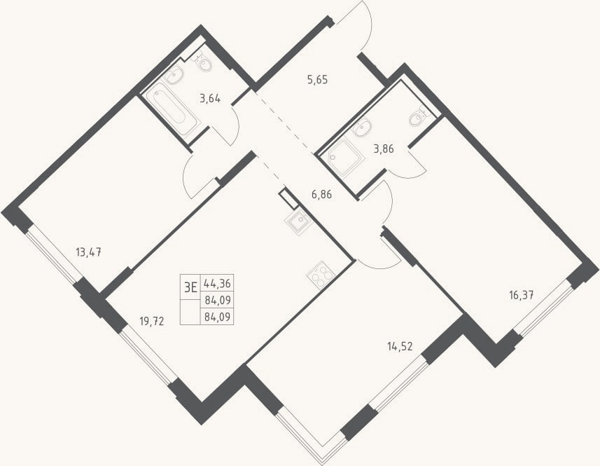 Планировка: 4+ к, 84,1 м²