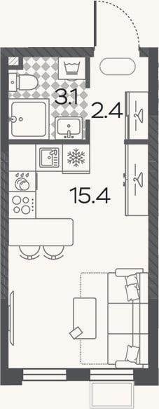 Планировка: Студия, 20,9 м²