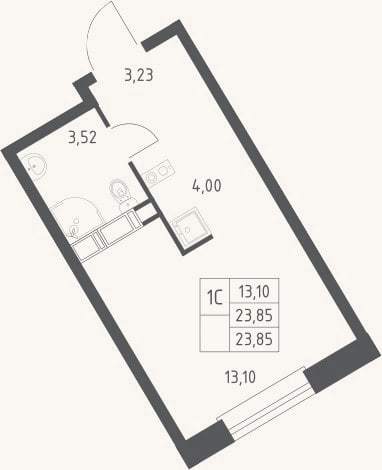 Планировка: Студия, 23,9 м²