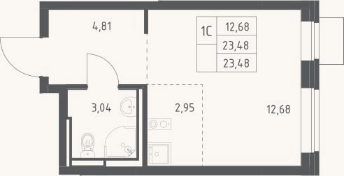Планировка: Студия, 23,5 м²