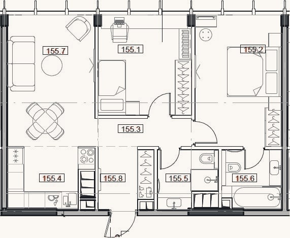 Планировка: 3-к, 65,6 м²