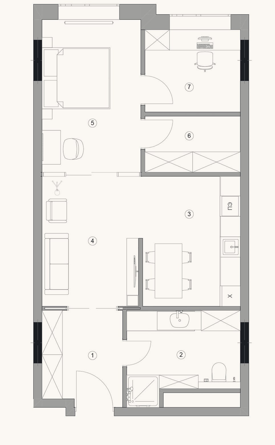 Планировка: 3-к, 63,4 м²