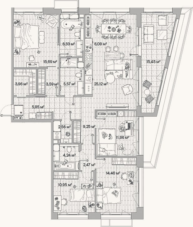 Планировка: 4+ к, 131,1 м²