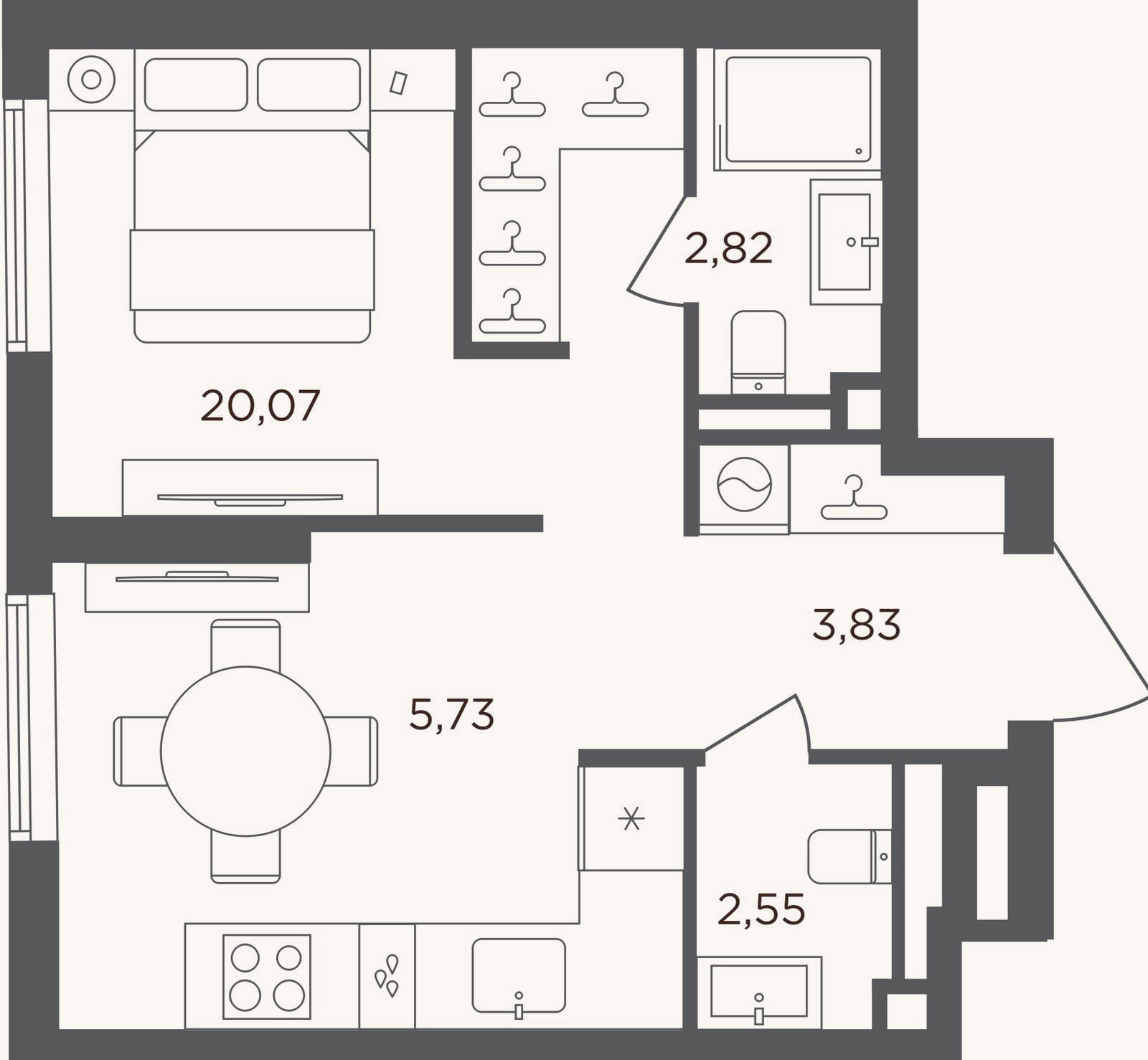 Планировка: Студия, 35 м²